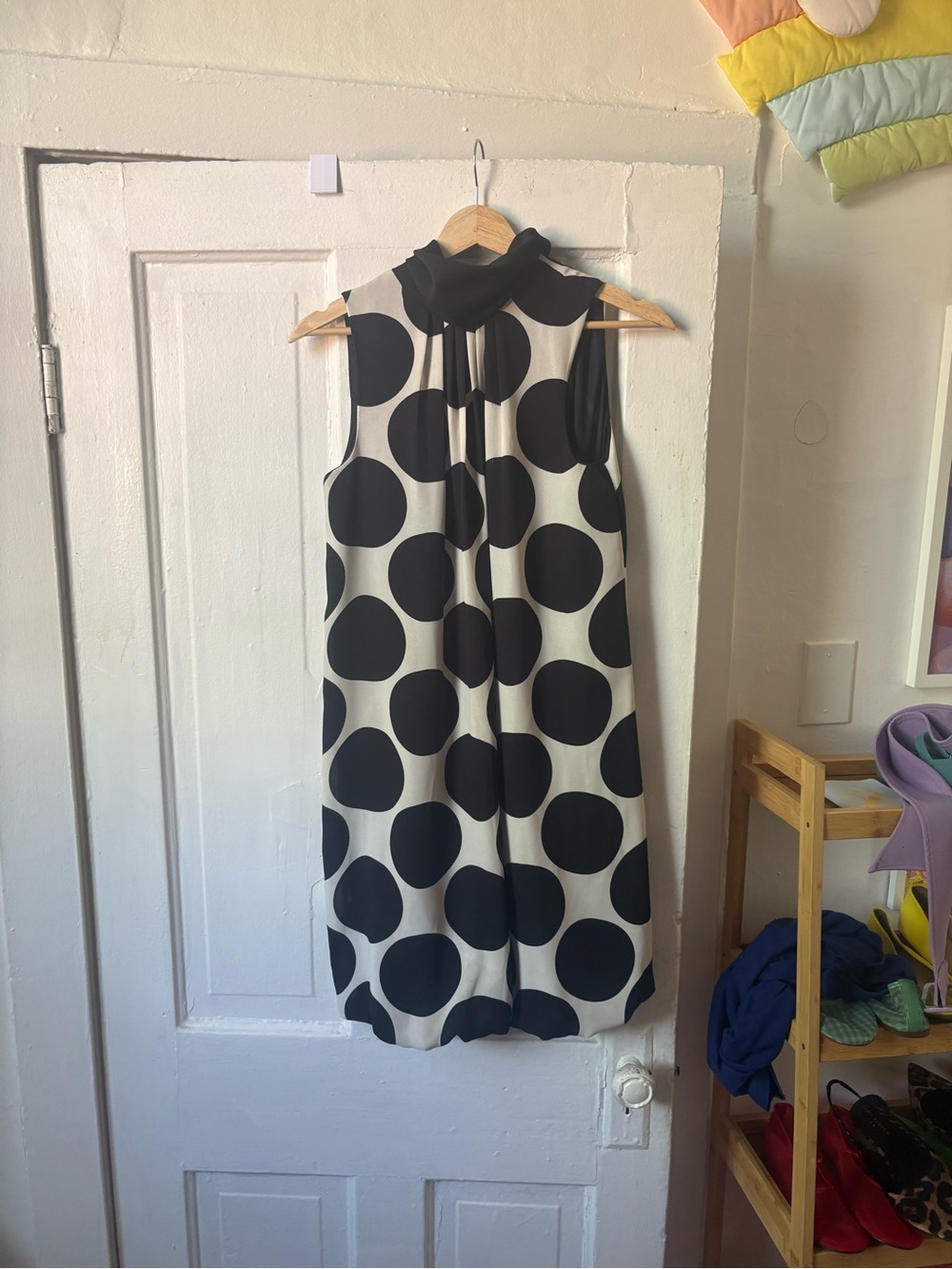 Y2K Zara Basic Black and White Polka Dot Sleeveless Dress Retro